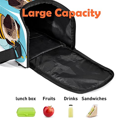 Bolsa de almuerzo de pug porta alimentos reutilizable y ligero para mujer 3