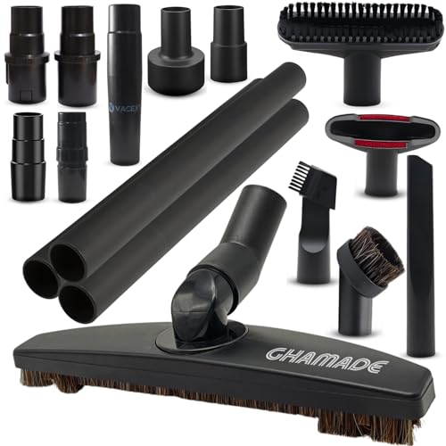 Universal Vacuum Attachments Hardfloor Brush and Replacement Accessories for Vacuum Cleaners - Horsehair Hardwood Floor Attachments and Vacuum Hose Adapter Kit - Vacuum Attachments for Car Detailing