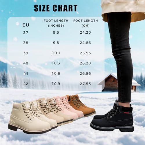 VTASQ Winterstiefel Damen Gefüttert Winterschuhe Wasserdicht Warme Winter Boots Outdoor Wanderschuhe Rutschfest Frauen Schneestiefel Kurzschaft Stiefel Schwarz EU39