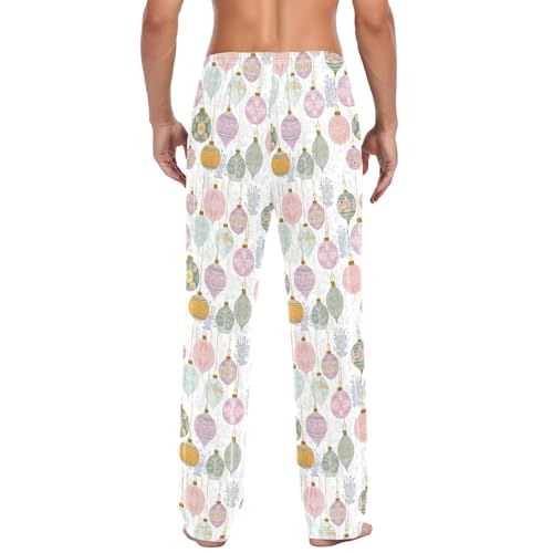 Christmas Baubles Men's Pajamas Pants Cotton Sleep Bottoms Pants Lounge Sleepwear - S3