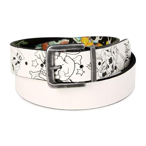 ED HARDY Men's 38mm Koi & Skull Print Graphic Twist Reversible Belt2