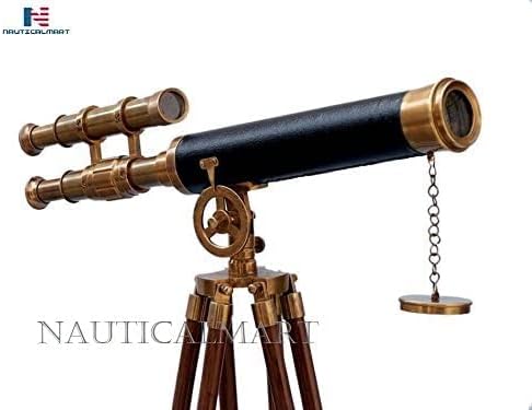 NauticalMart Floor Standing Brass Telescope Griffith Astro Antique Brass with Lether 50" - Decorative