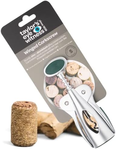 Spiral Corkscrew Wine Bottle Opener - by Taylors Eye Witness, Easy to Use, Guaranteed to Cleanly Remove Cork Without Tearing, Dishwasher Safe, Essential Kitchen Gadget for Wine Lovers, Denim Blue