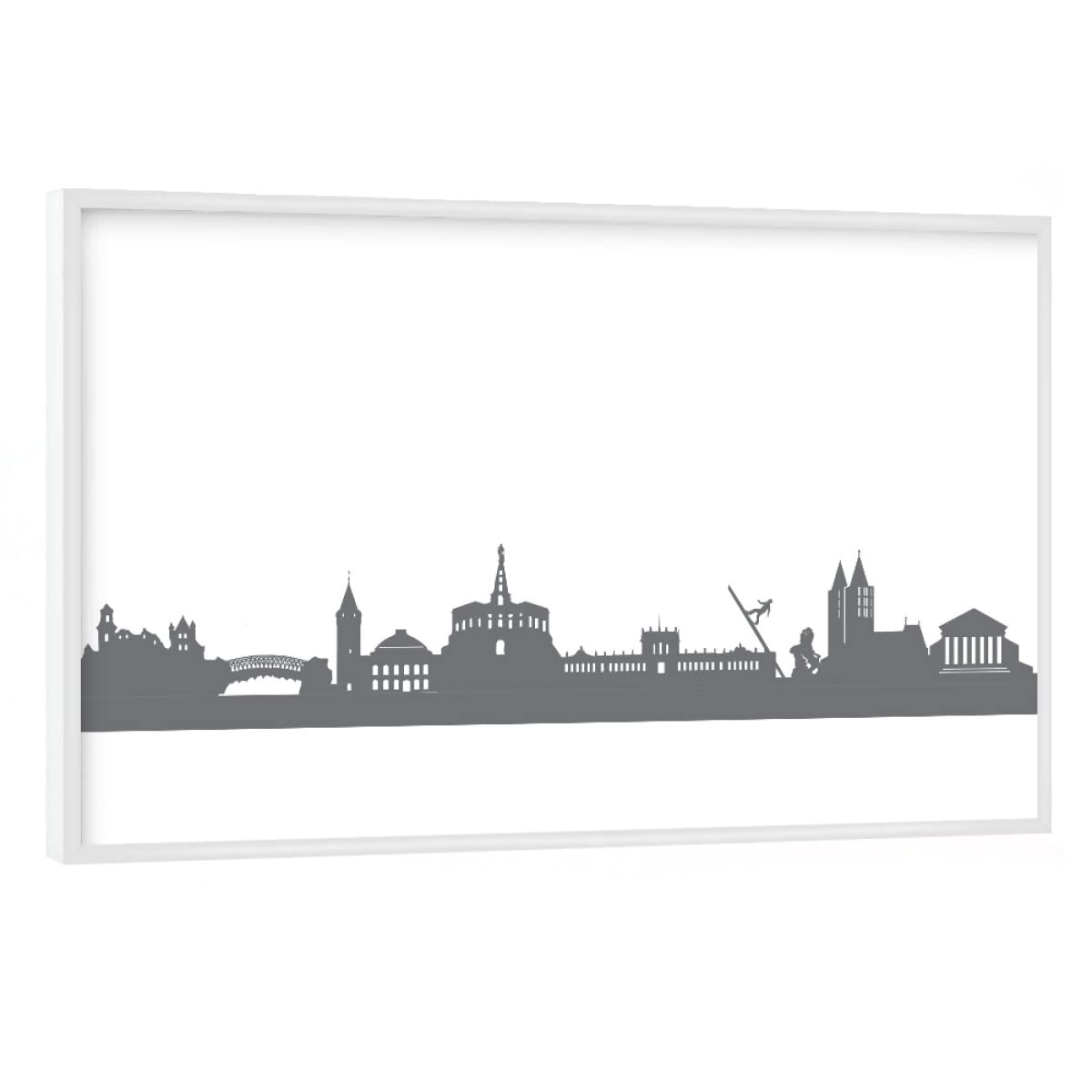 artboxONE Poster mit weißem Rahmen 75x50 cm Städte Kassel 02 Monochrom Schiefergrau - Bild Kassel Grafik Kassel