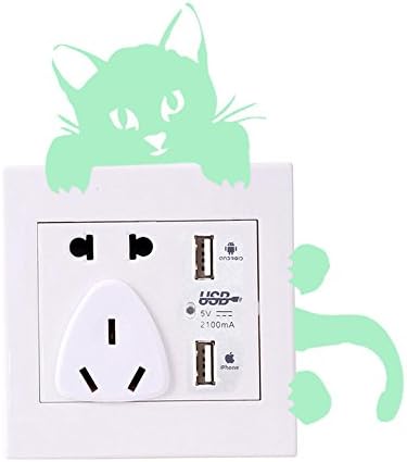 Miniatura 3 de 2 calcomanías luminosas para interruptor de luz que brillan en la oscuridad, adorbale gato, mascotas, animales, pegatinas de pared, interruptor de