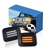 Vektoris Front Corner Side Marker Lights for Hummer H2 2003-2009, H2 SUT 2005-2009, LED Headlight Side Marker Lamp with Amber Turn Signal,White Daytime Running Light DRL, Replaces# 15060530 15060529