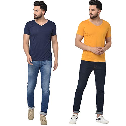 Image of JANGOBOY Men's V-Neck Cotton T-Shirt (Pack of 2)