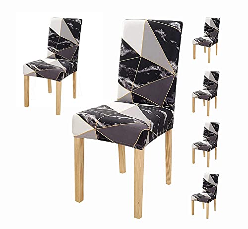 Favria Elastic Chair Cover Stretch Removable Washable Short Dining Chair Cover Protector Seat Slipcover - Black White Prism-Set of 6 Chair Covers,Polyester (B09WV336N3) Amazon Price History, Amazon Price Tracker