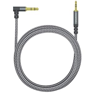 3.5mm to 2.5mm Aux Audio Cable (6.6FT), 90 Degree Right Cord Compatible with Bose 700 QuietComfort QC45 QC35II QC35 QC25 Noise Cancelling Headphones, JBL E45BT E55BT E65BTNC Bluetooth Earphone(Grey)