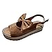 YANFANG Plataforma De Moda para Mujer Zapatos Casuales Individuales Bowknot Sandalias con Hebilla CuñA,Primavera Retro Cabeza Redonda CuñAs Casual Verano Alpargatas Cerrada Mocasines,42,Marrón