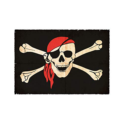 Wee Blue Coo Painting Jolly Roger Flag Crossbones Skull Pirate Ship Wall Art Print