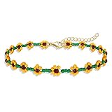 Beaded Anklet for Women Boho Cute Flower Beads Ankle Bracelet Summer Beach Anklets Foot Jewelry for