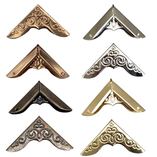 【4色各20個計80個セット】AQUALOACHブックコーナー 金具 アンティーク調 装飾 角カバー 23×32mm ローズゴールド シルバー ゴールド ブロンズ 角保護 装飾パーツ 手帳 アルバム ノート用 アイアン製