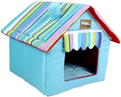 Ksweet Indoor Pet House Pet Igloo Bed Warm Cave Cat Puppy Play Room Bed (S-36x36x39cm, Blue)