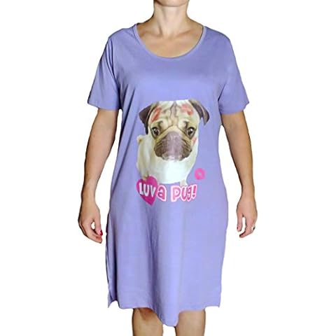 TopsandDresses Animal Print Nightdresses Nighties Womens Size 16-18 Purple Pug Cover