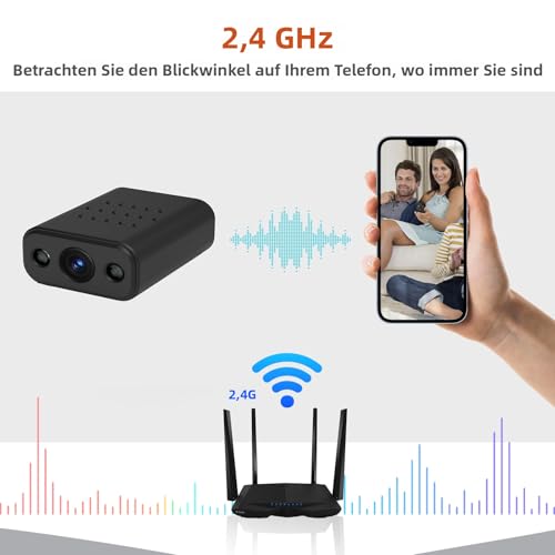 XNJ Mini Kamera, 4K HD Überwachungskamera Innen, 2,4/5 GHz WLAN innenkamera mit akku, Bewegungserkennung, Remote Viewing für Sicherheit mit APP