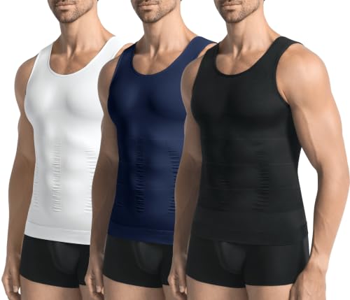 Image of 3 Pack Compression Shirt Men Body Shaper Vest Workout Tank Top