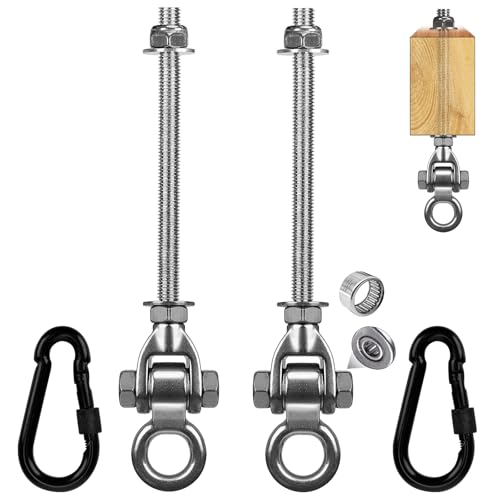 2er Schaukelhaken mit Lager 297mm Hängematte Schaukel Befestigung M10 Edelstahl Schaukelaufhängung Schaukel Aufhängung Schaukelhaken für Holzbalken für Yoga Boxsack Hängematte Spielplatz Bis 680kg