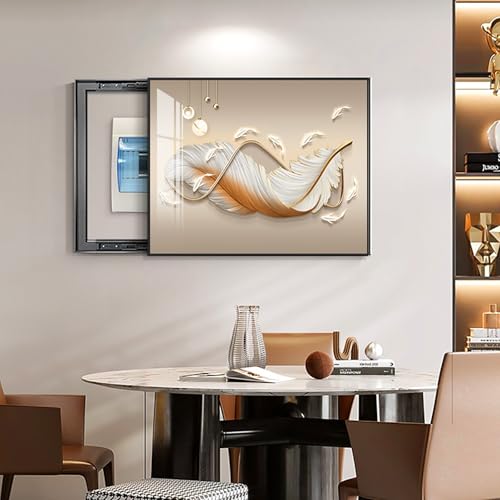 Breaker Box Cover Decorative, Electric Meter Fuse Box Cover, Modern Wall Art Painting, Crystal Ceramic Surface, Sliding or Flip-up Design, Widely Used(Orange 4,60 * 50cm/23.6 * 19.7in)