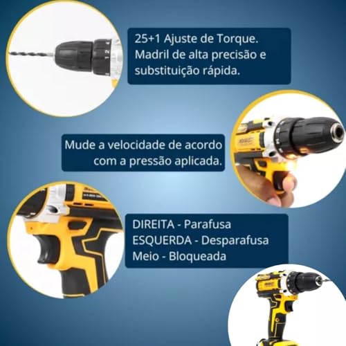 Parafusadeira Furadeira Sem Fio 48 2 Baterias 340w