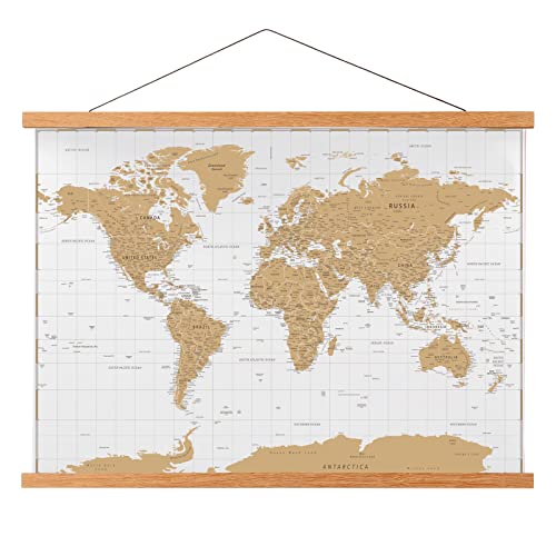 FALAMON Magnetic Poster Hanger Frame, 56x24 56x32 56x40 Teak Wood Magnet Poster Frame for Posters, Prints, Photos, Pictures, Maps, Scrolls, and Canvas Artwork