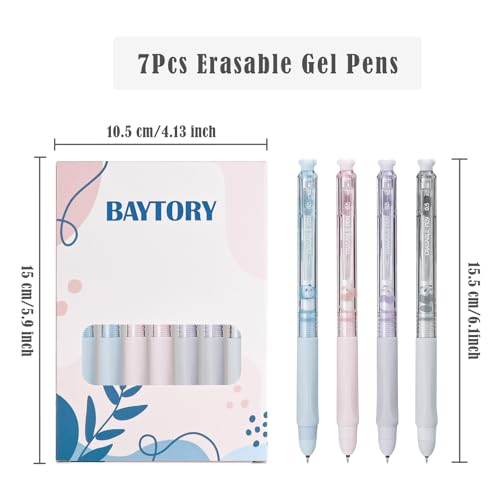 Bolígrafos de gel borrables BAYTORY 7 piezas, punta fina 0.5 mm miniatura 2