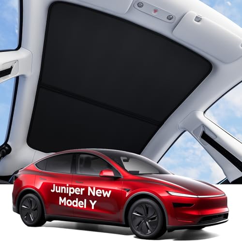 Wigoo Tesla New Model Y Juniper Accessories Sunshade Roof [Never Sag, Nano Ice-Crystal Coatings] Heat Insulation Glass Roof Sun Shade, Accessories for Tesla New Model Y 2025 2026 Launch, Black
