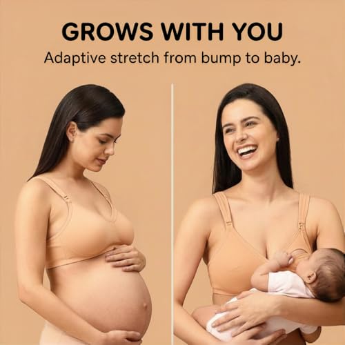 Image of The Mom Store Mom Nursing Bra | Full Coverage Non Padded Bra | Feeding Bra | Maternity Bra | Non Wired Bra | Cotton Blend