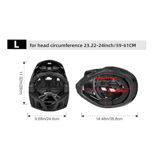 Downhill MTB Full Face Helmet Adult,SHUAIGUO Full Face Mountain Bike Helmet Adult Racing Downhill MTB Helmet for Mountain Bike,for head circumference 59-61cm(Black and White & L)