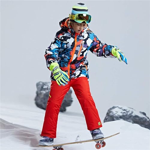 Image of WOWULOVELY Big Boy's 2-Piece Colorblock Snow Pants and Jacket Snowsuit Ski Suit