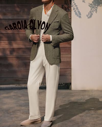 Vintage Mens Blazer Herringbone Tweed Wool Blend Suit Jackets Two Button Prom Business Wedding2