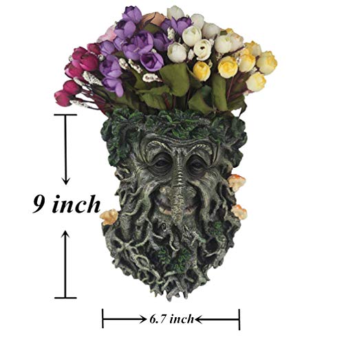 Mildahjoy UNKNOWN Tree Face Sculpture, Flower Planter Pot Hand-Painted Greenman Tree Face Garden Decoration thumb #2
