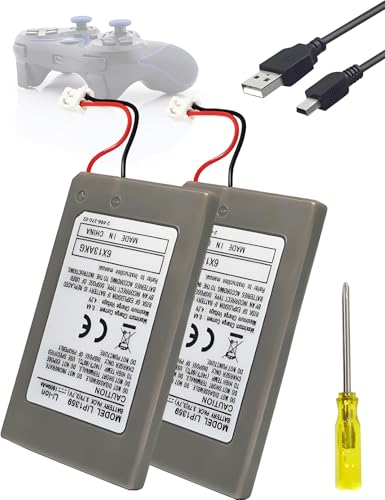 LIP1359 PS3 Controller Battery Replacement: 2 Pack Battery Upgrade for Sony Dualshock 3 PlayStation 3 PS3 Sixaxis Wireless Controller CECHZC2U CECHZC2E LIP1472 LIP1859
