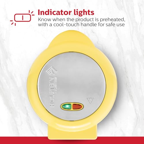 Image of Holstein Housewares - Non-Stick Omelet & Frittata Maker, Yellow /Stainless Steel - Makes 2 Individual Portions Quick & Easy