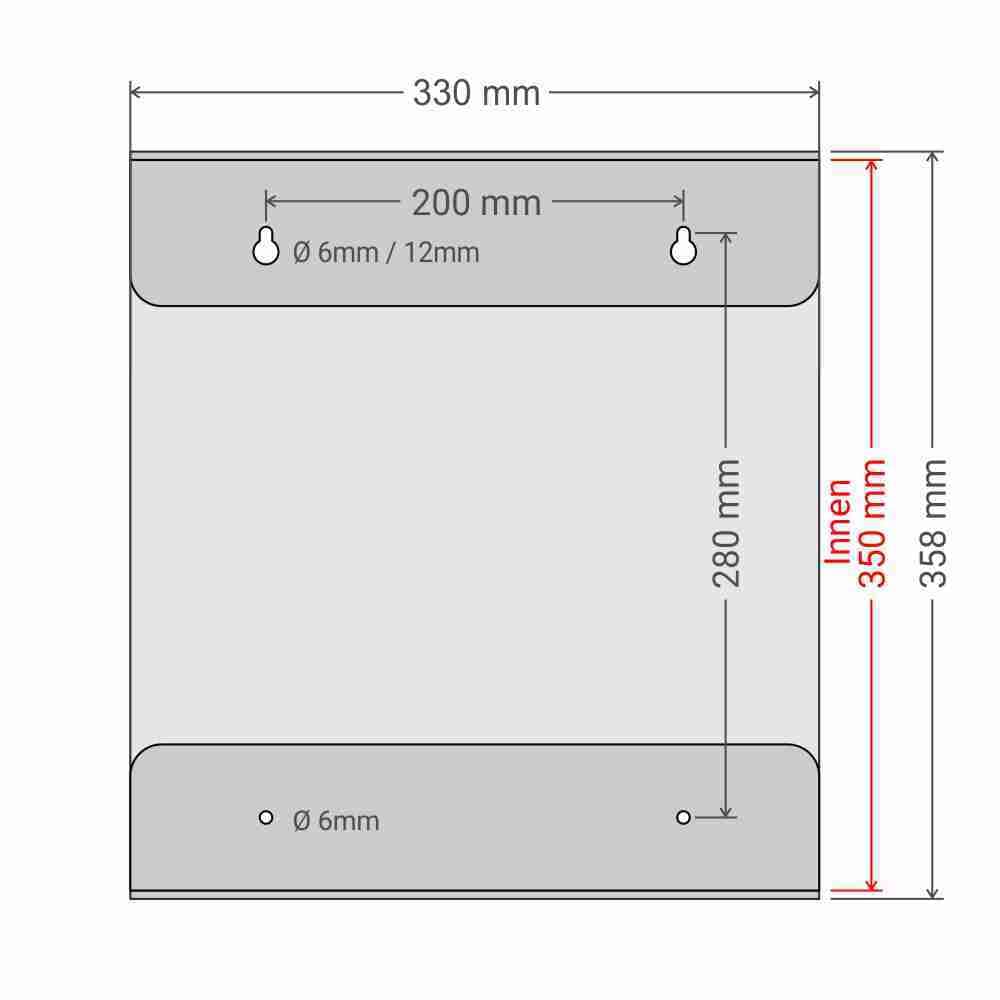 Acrylglas Ordnerhalter für die Wandmontage für A4 Ringbuchordner für 80mm Rückenbreite