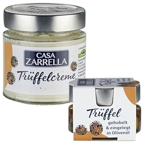 Casa Zarrella Trüffel SchlemmerSet – Trüffelcreme 170g & Trüffel-Carpaccio 40g – Mit Sommertrüffel, Parmigiano & Olivenöl – Feinkost für Pasta, Risotto & Brot – Geschenkset für Gourmets