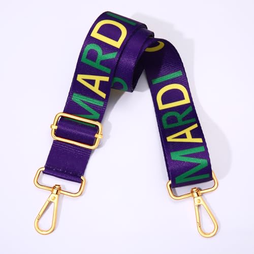 Image of Mardi Gras Purse Strap Replacement Mask Fleur De Lis Purse Strap Purple Crossbody Bag Strap Parade Party Favors