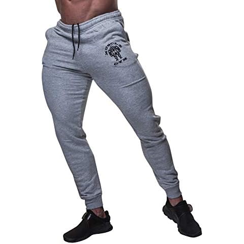 MUSCLE GYM Men's Fleece Workout Gym Jogger Athletic Trouser Tracksuits Bottoms Grey (XXL) Cover