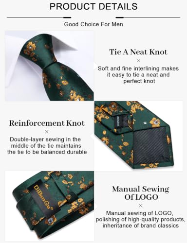 Image of DiBanGu Silk Floral Ties for Men Woven Paisley Necktie