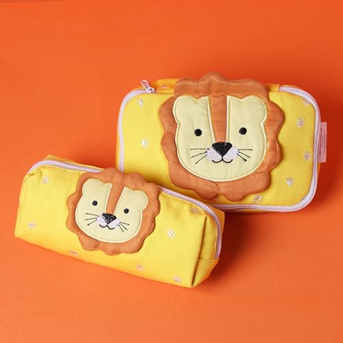 Image of abracadabra Multi-Utility Pouch, Pen & Pencil Case for Girls & Boys, Pencil Case Organizer, School Accessories Pouch, Stationary Storage, Large Stationary Pouch, Pencil Box for Student - Lion
