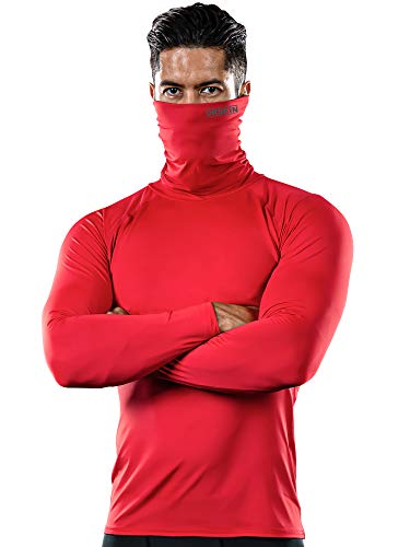 DRSKIN MASK Turtleneck Compression Shirts Top Dry Sports Baselayer Running Long Sleeve Thermal Cold Men (Turtleneck SRE05, L)