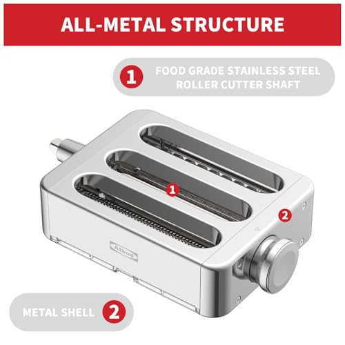 All Metal 3 In 1 Set Pasta Maker Attachment for KitchenAid, Included Pasta Sheet Roller, Spaghetti Cutter, Fettuccine Cutter Maker Accessories And Cleaning Brush by Atbod - Image 2