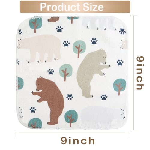 Image of softan Baby Washcloths, 24Pack Baby Wash Cloths Extra Soft & Ultra Absorbent, Baby Towels Face Towel Unisex for Boys Girls Face & Body, Washclothes Gentle on Sensitive Skin, 9''x 9'' Bear