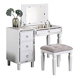 Poundex Flip-top Vanity Set with Stool