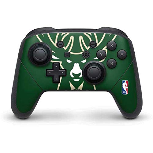 Skinit Decal Gaming Skin Compatible with Nintendo Switch Pro Controller - Officially Licensed NBA Milwaukee Bucks Large Logo Design