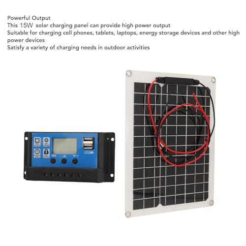 Kit panneau solaire 15W, avec régulateur de charge PWM 50A 12V/24V, panneau solaire haute efficacité pour bateau, caravane, camping-car et autres applications hors réseau