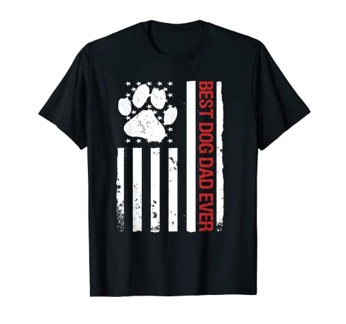 Bandera estadounidense de Best Dog Dad Ever para el mejor padre Camiseta