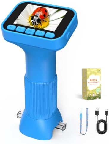 Trigowalt 1000X Mikroskop für Kinder 2.4" Bildschirm 4K HD Taschenmikroskop | Digitales Mikroskop Lupe, Tragbares für Outdoor Abenteuer, STEM-Spielzeug Weihnacht Geschenk für Junge