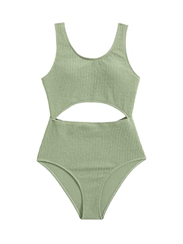 WDIRARA Girl's Cute Print Cut Out One Piece Swimsuit Tie Front Monokini