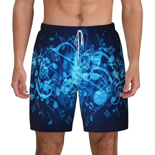 Short de bain pour homme bleu avec motif notes de musique respirant